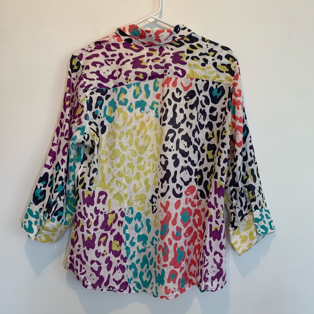 Paperwhite Linen Colorful Button Up Top - Picture 4 of 9